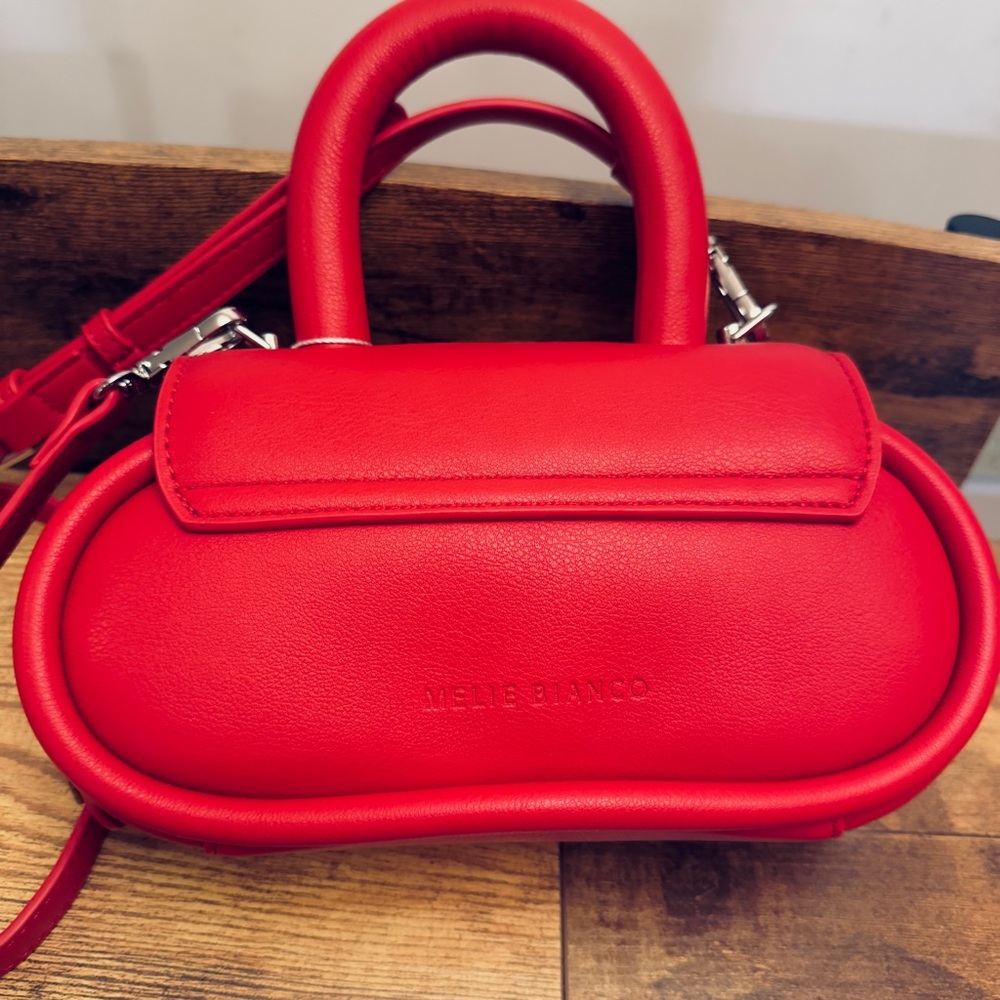 MELIE BIANCO RED CICI SKY RECYCLED VEGAN CROSSBODY SATCHEL BAG NEW - Picture 2 of 7